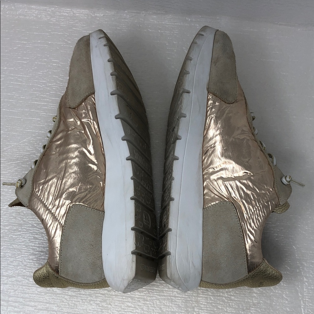 Wonders Oslo Sneakers Gold And Beige Leather Size 38 EU - Picture 4 of 16